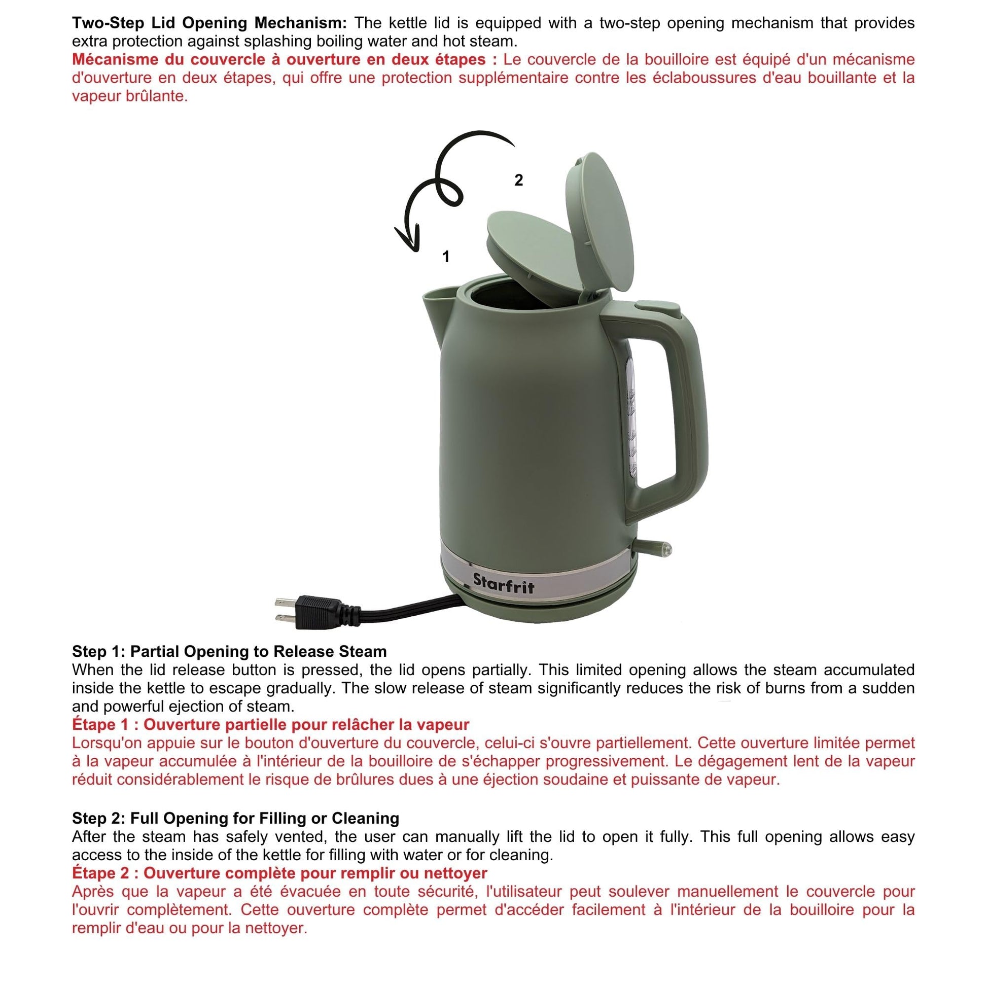 Starfrit Electric Kettle - 1.7L Capacity - Water Level Indicator - Automatic Shut-Off - 1500W – Sage - Available at All In One Marketplace Canada