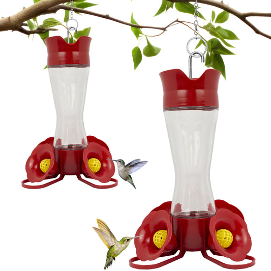 Perky-Pet Glass Hummingbird Feeders for Outdoors with Ant Moat, Bee Guards, & Perches, 8oz Nectar Capacity, Wide-Mouth Bottle for Easy Filling & Cleaning, Outdoor Garden Décor, 203CPBN-2 (Pack of 2)