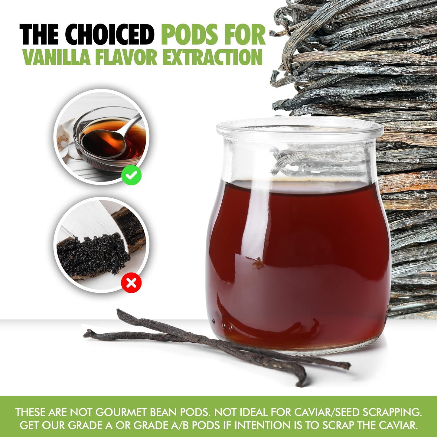26 Organic Madagascar Vanilla Beans Grade B 4-5.5" - FITNCLEAN Bulk Dry Whole Bourbon Non-GMO Pods