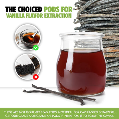 26 Organic Madagascar Vanilla Beans Grade B 4-5.5" - FITNCLEAN Bulk Dry Whole Bourbon Non-GMO Pods
