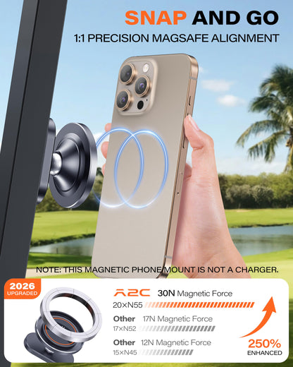 A2C Alloy Magnetic Golf Cart Phone Holder for MagSafe iPhone, Unique Golf Gifts for Men Golfers Dad Father, Gift for Him Husband, Accessories Essentials Gadgets Fits EZGO, Club Car, Yamaha - Available at All In One Marketplace Canada