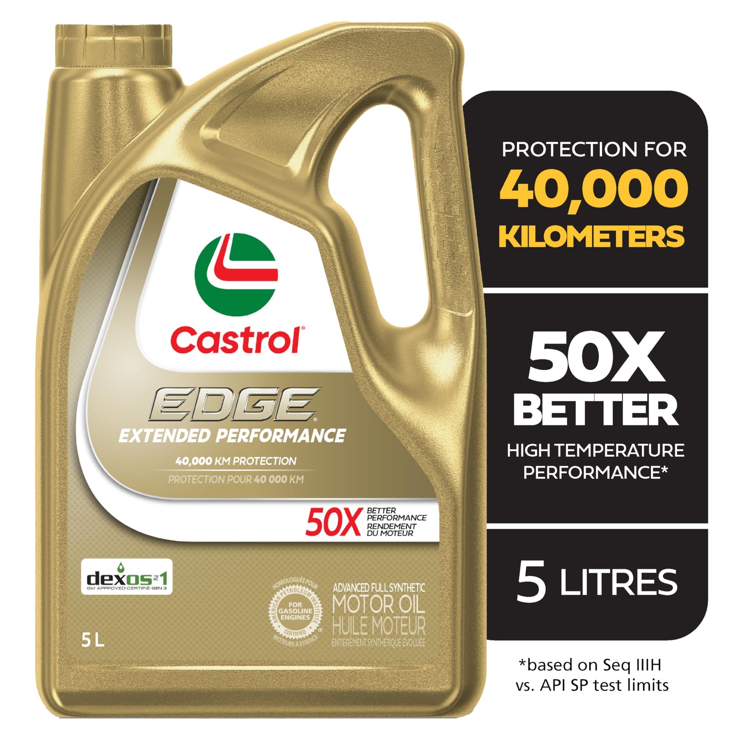 Castrol Edge Extended Performance 0W-20 Advanced Full Synthetic Motor Oil, 5 Litres - Made in Canada Castrol