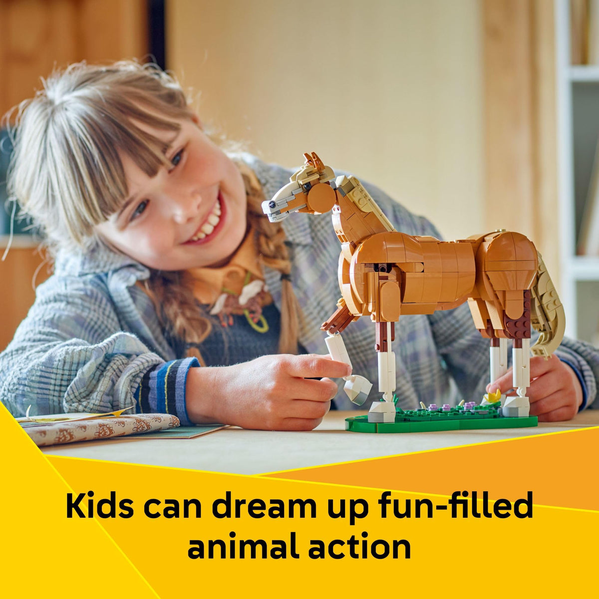 LEGO Creator 3 in 1 Beautiful Horse Building Toy for Kids - Building Blocks & Learning Toy for Girls & Boys, Ages 9+, Create a Horse, Bear, or Deer Toy with 1 Set - Gift for Birthdays - 31166