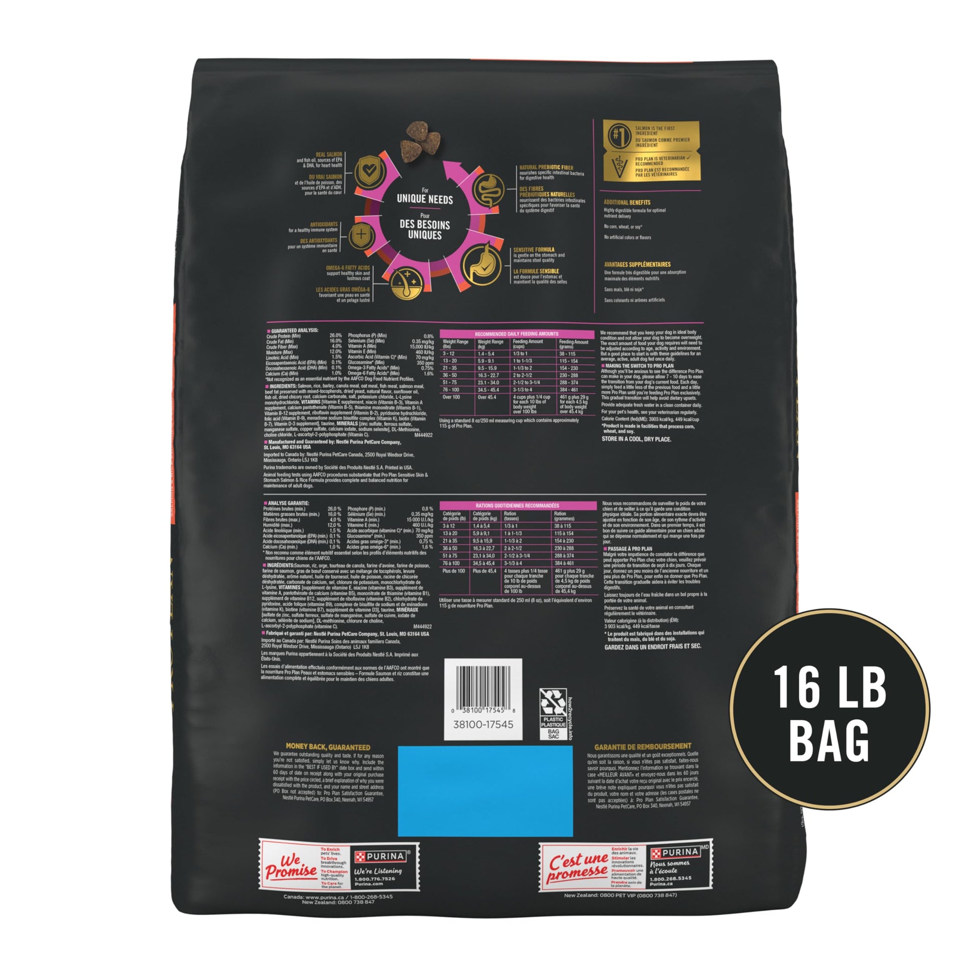 Pro Plan Dry Dog Food, Sensitive Skin & Stomach, Salmon & Rice, Brown, 7.26 kg (Pack of 1)