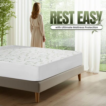 Utopia Bedding Waterproof Mattress Protector Twin Size, Bamboo Viscose Mattress Cover 200 GSM, Fits 15 Inches Deep, Breathable, Fitted Style with Stretchable Pockets