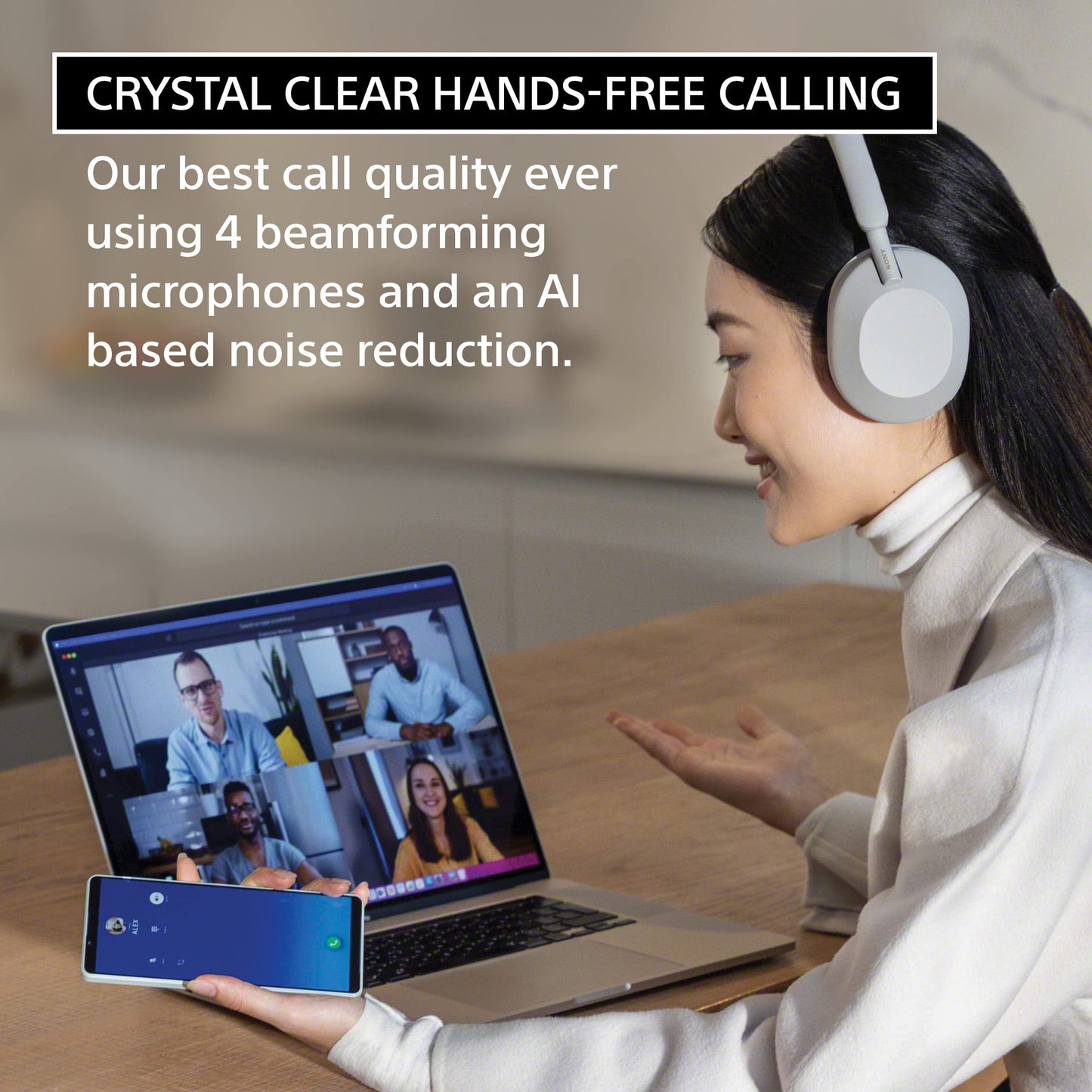 Sony WH-1000XM5 Wireless Industry Leading Noise Cancelling Headphones with Auto Noise Cancelling Optimizer, Crystal Clear Hands-Free Calling, and Alexa Voice Control, Midnight Blue Sony