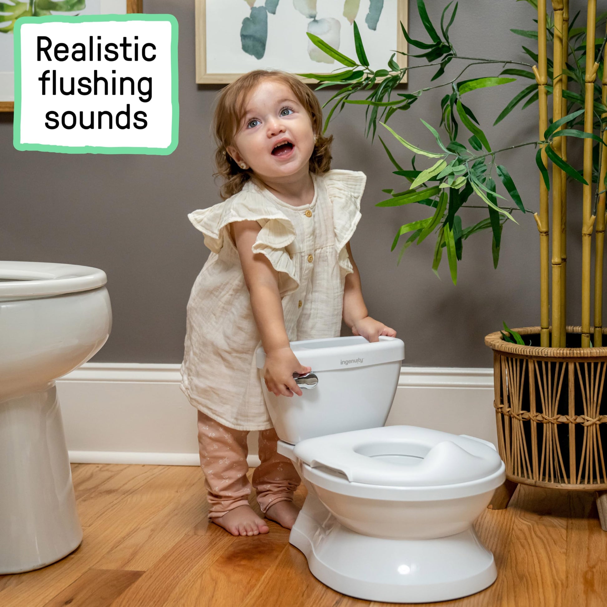Summer by Ingenuity My Size Potty Pro in White, Infant Potty Training Toilet, Lifelike Flushing Sound, For Ages 18 Months, Up to 50 Pounds