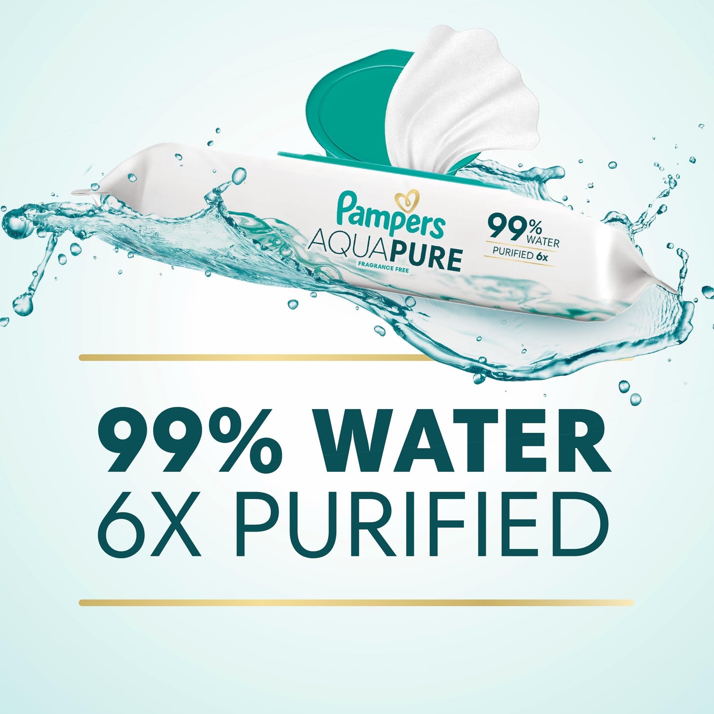 Pampers Aqua Pure Baby Wipes, 99% Water, Fragrance Free, 672 Baby Wipes Total (12X Flip-Top Packs)