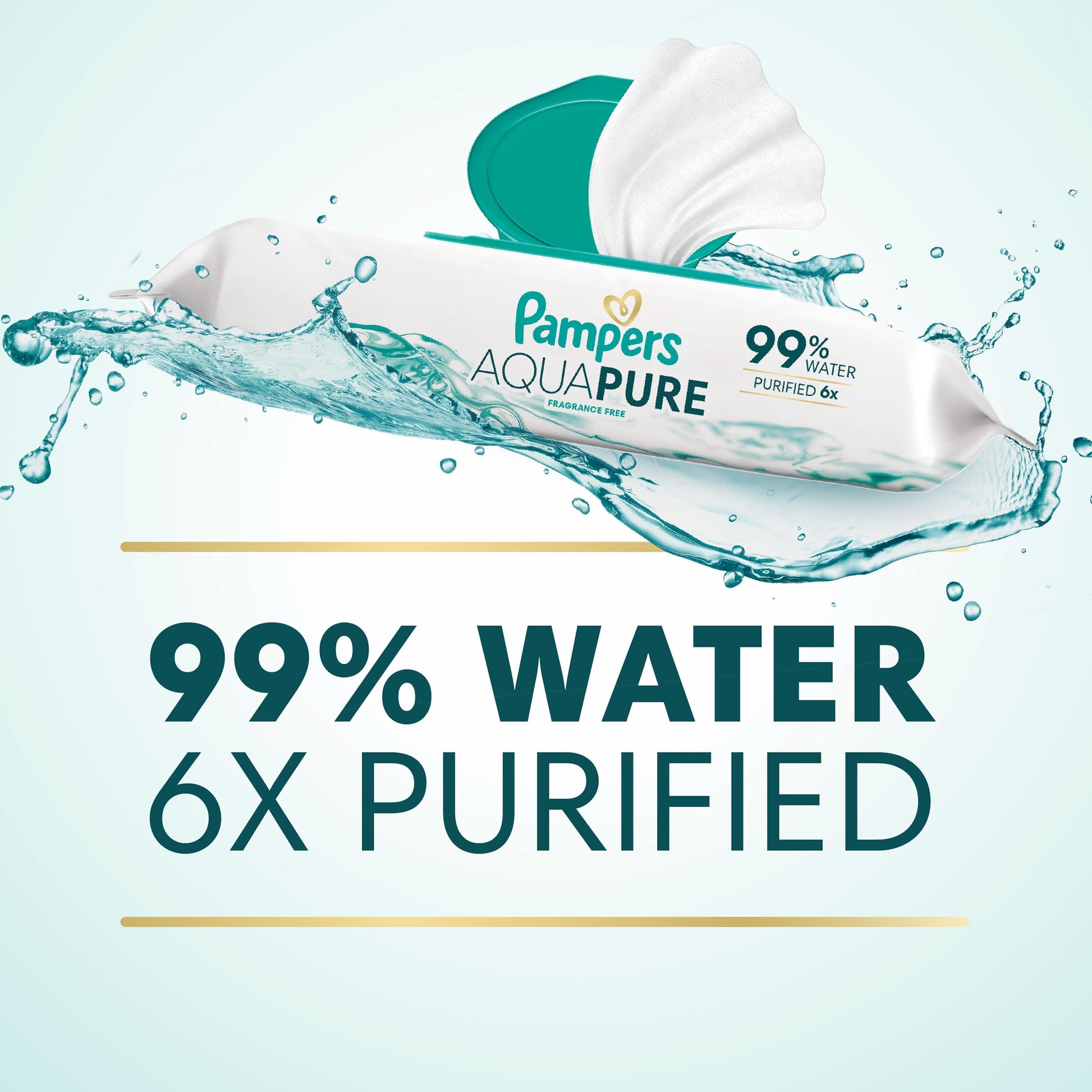 Pampers Aqua Pure Baby Wipes, 99% Water, Fragrance Free, 672 Baby Wipes Total (12X Flip-Top Packs)