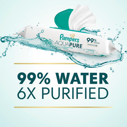 Pampers Aqua Pure Baby Wipes, 99% Water, Fragrance Free, 672 Baby Wipes Total (12X Flip-Top Packs)