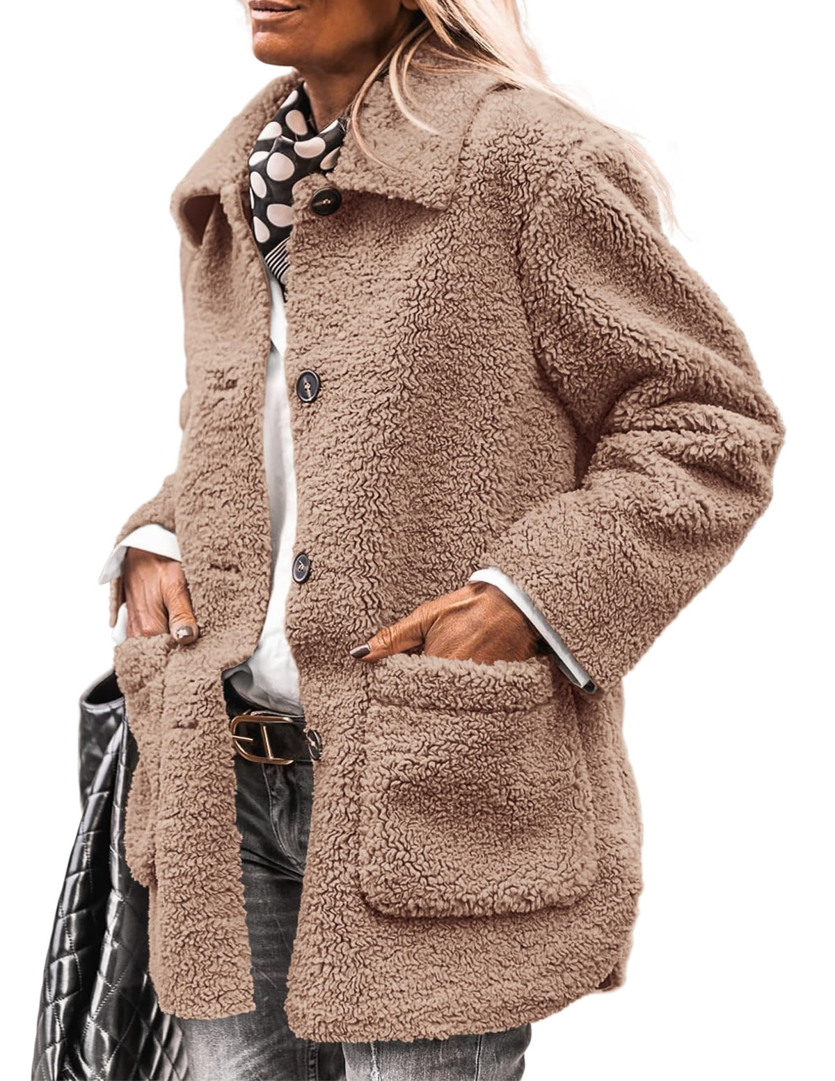 PRETTYGARDEN Women's Fleece Sherpa Coats Winter Outfits Camel,M 🍁 All In One Marketplace Canada