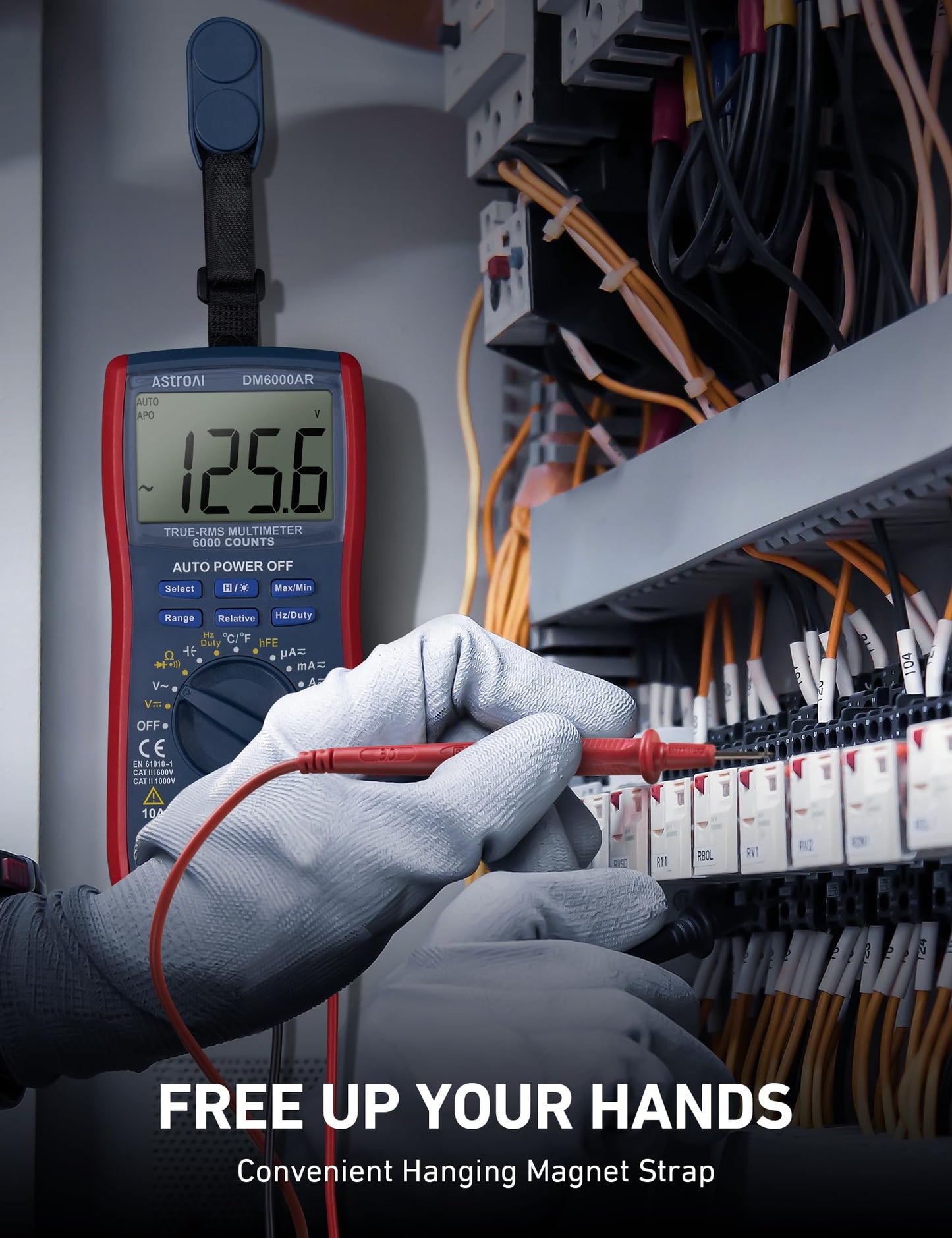 AstroAI Digital Multimeter 6000, Multi Meter - Measures Voltage, Current, Resistance, Continuity, Capacitance, Diode, Temperature – Voltmeter with Backlit LCD, Data Hold, Safety Rated CAT III, Blue