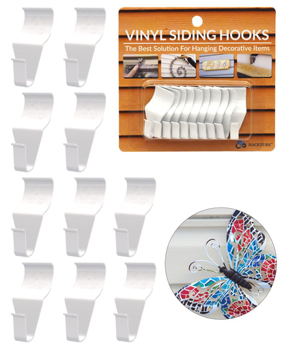 Vinyl Siding Hooks Hanger (White 10 Pack) | Vinyl Siding Hooks for Hanging Outdoor Deck Decor, No Drill Vinyl Siding Clips for Hanging Outside Home or Holiday Decor 🍁 All In One Marketplace Canada