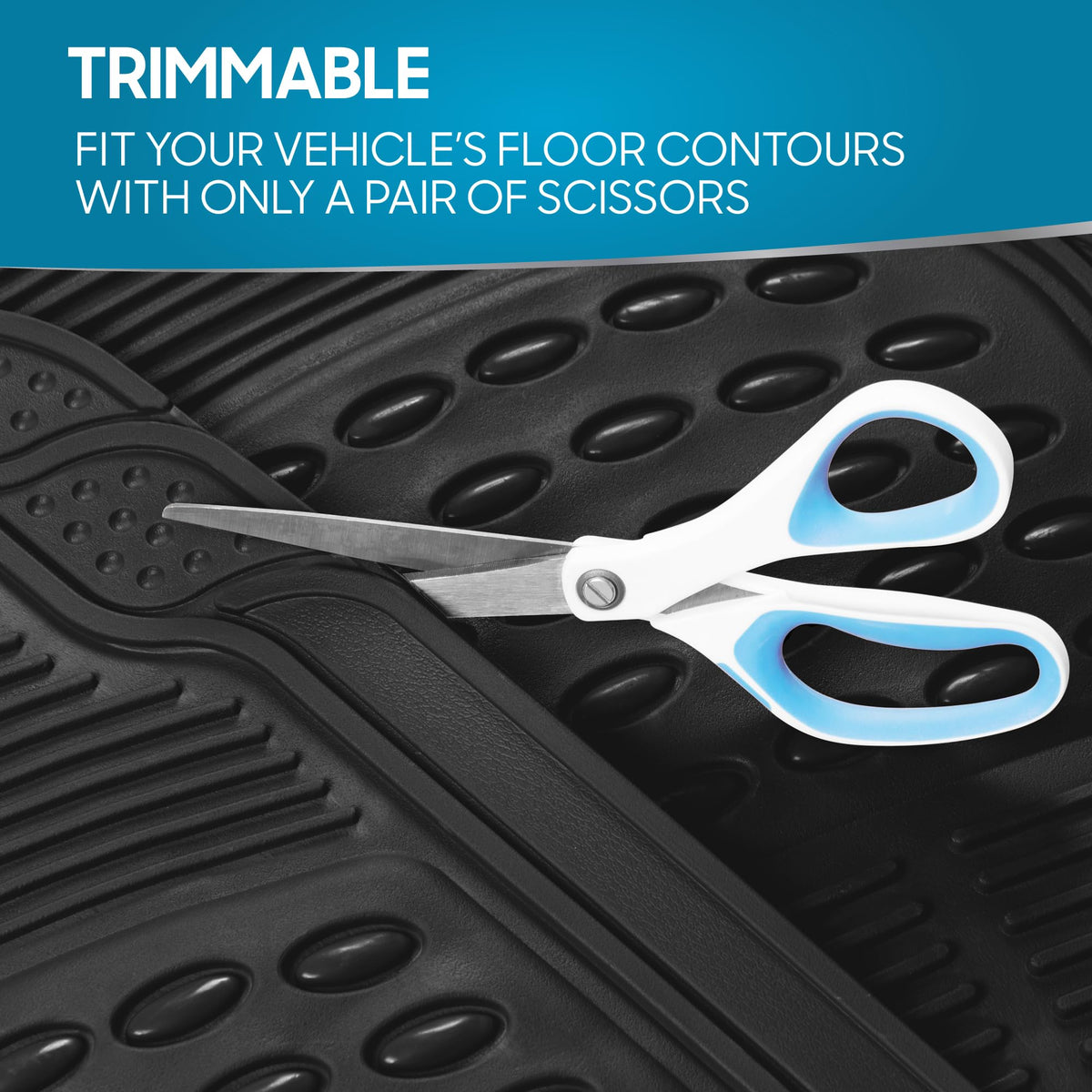 BDK All Weather Rubber Floor Mats for Car SUV & Truck - 4 Pieces Set (Front & Rear), Trimmable, Heavy Duty Protection