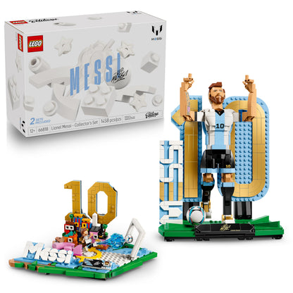 LEGO Editions Lionel Messi – Collector's Set Co-Pack - Building Toy for Kids - Soccer Collectible - Sports Décor for Boys & Girls, Ages 12+ - Gift Idea for Soccer Fans - 66818 LEGO