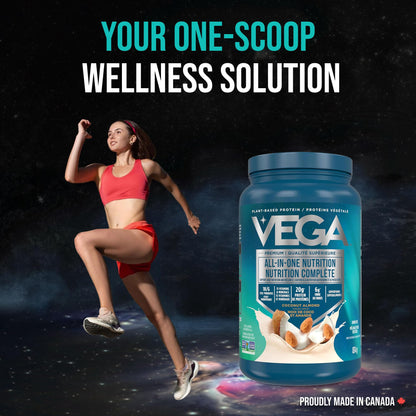 Vega Premium All-in-One Nutrition Protein Powder – 20g Plant-Based Vegan Protein, Vitamins & Probiotics, Coconut Almond, 834g (20 Servings) 🍁 All In One Marketplace Canada