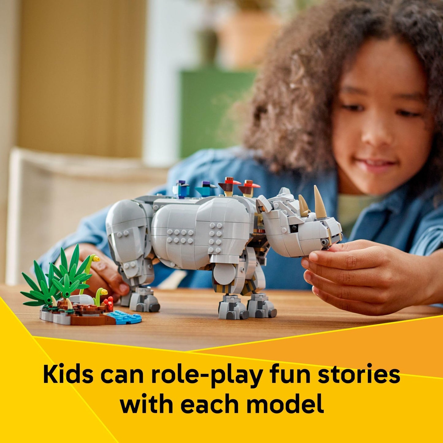 LEGO Creator 3 in 1 Wild Animals: Majestic Rhino - Building Toy for Boys & Girls, Ages 9+ - Gift for Birthdays - Kids Bedroom and Desk Decor - Build Rhino, Hippo, or Walrus - 31129 LEGO