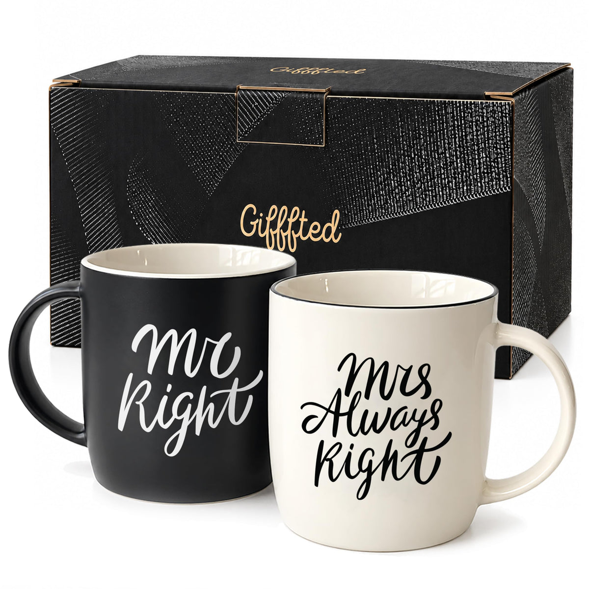 Triple Gifffted Mr Right and Mrs Always Right Coffee Mugs Gift Set, 380 ml 🍁 All In One Marketplace Canada