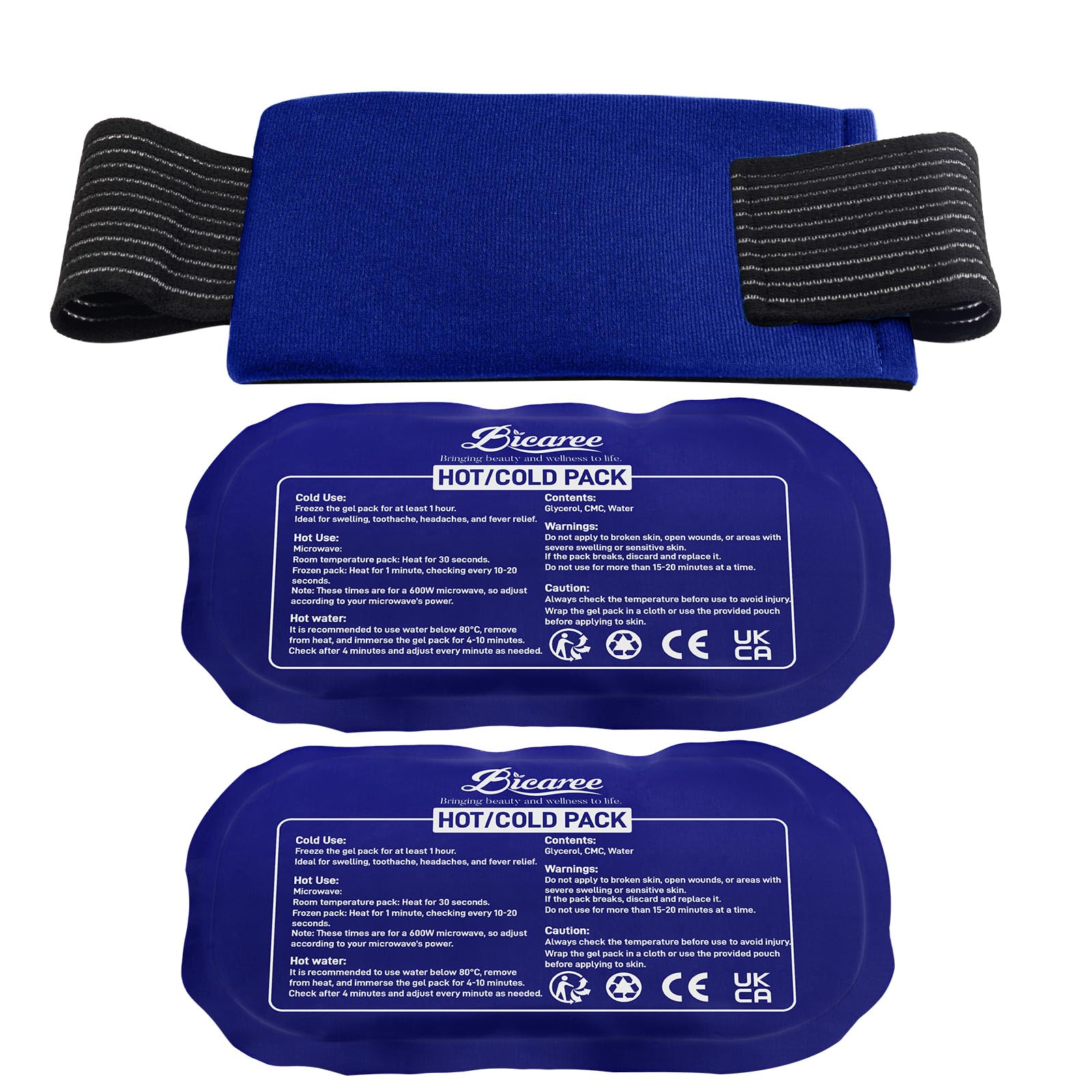 BICAREE Cold Gel Ice Packs Reusable for Injuries, Cold Compress - Relieves Muscle Pain, Sports Injury Recovery, Reduces Swellin (3-Piece Set) - Available at All In One Marketplace Canada