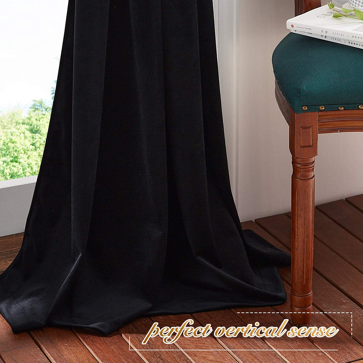 NICETOWN Black Velvet Curtains 84 Inches 2 Panels, 52 W, Grommet