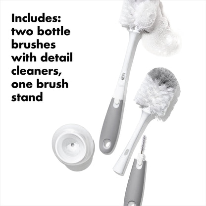 OXO Tot Bottle Brush with Nipple Cleaner and Stand – Gray, 2-Pack OXO Tot
