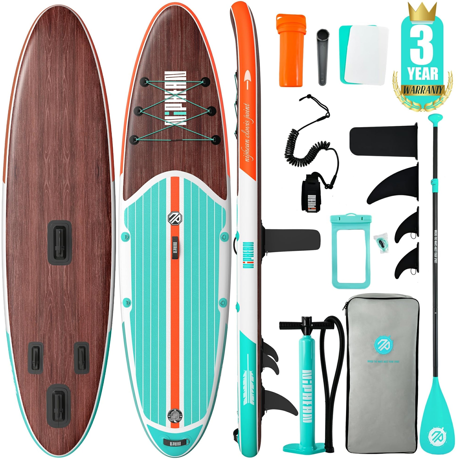 Niphean Inflatable Stand Up Paddle Board with SUP Accessories, 10'6'' All-Round Inflatable SUP, Anti-Slip EVA Deck, Inflatable Paddle Board for Adults & Youth