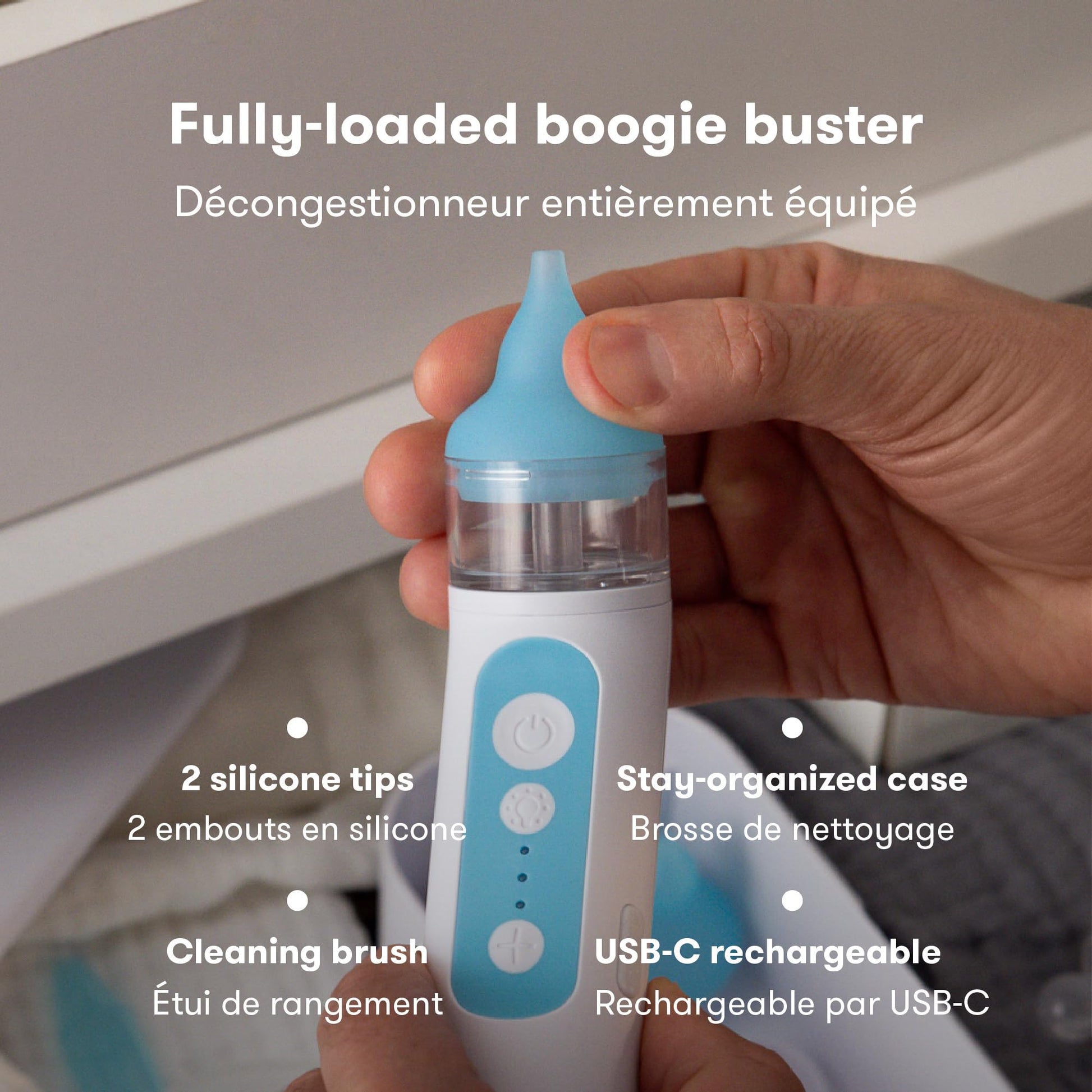Frida Baby Electric NoseFrida Nasal Aspirator for Baby, Nose Sucker for Baby & Toddler, Upgraded Nasal Aspirator for Congestion Relief with 3 Suction Levels, 2 Silicone Tips, USB - Available at All In One Marketplace Canada