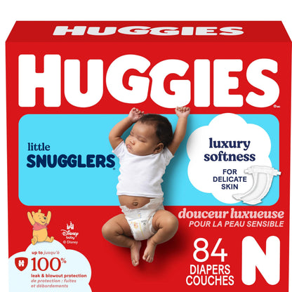 HUGGIES Newborn Diapers - HUGGIES Little Snugglers Disposable Baby Diapers, 84ct, Giga Pack