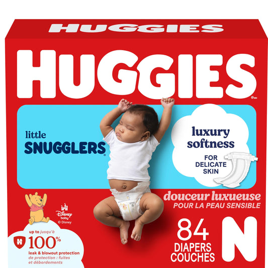 HUGGIES Newborn Diapers - HUGGIES Little Snugglers Disposable Baby Diapers, 84ct, Giga Pack