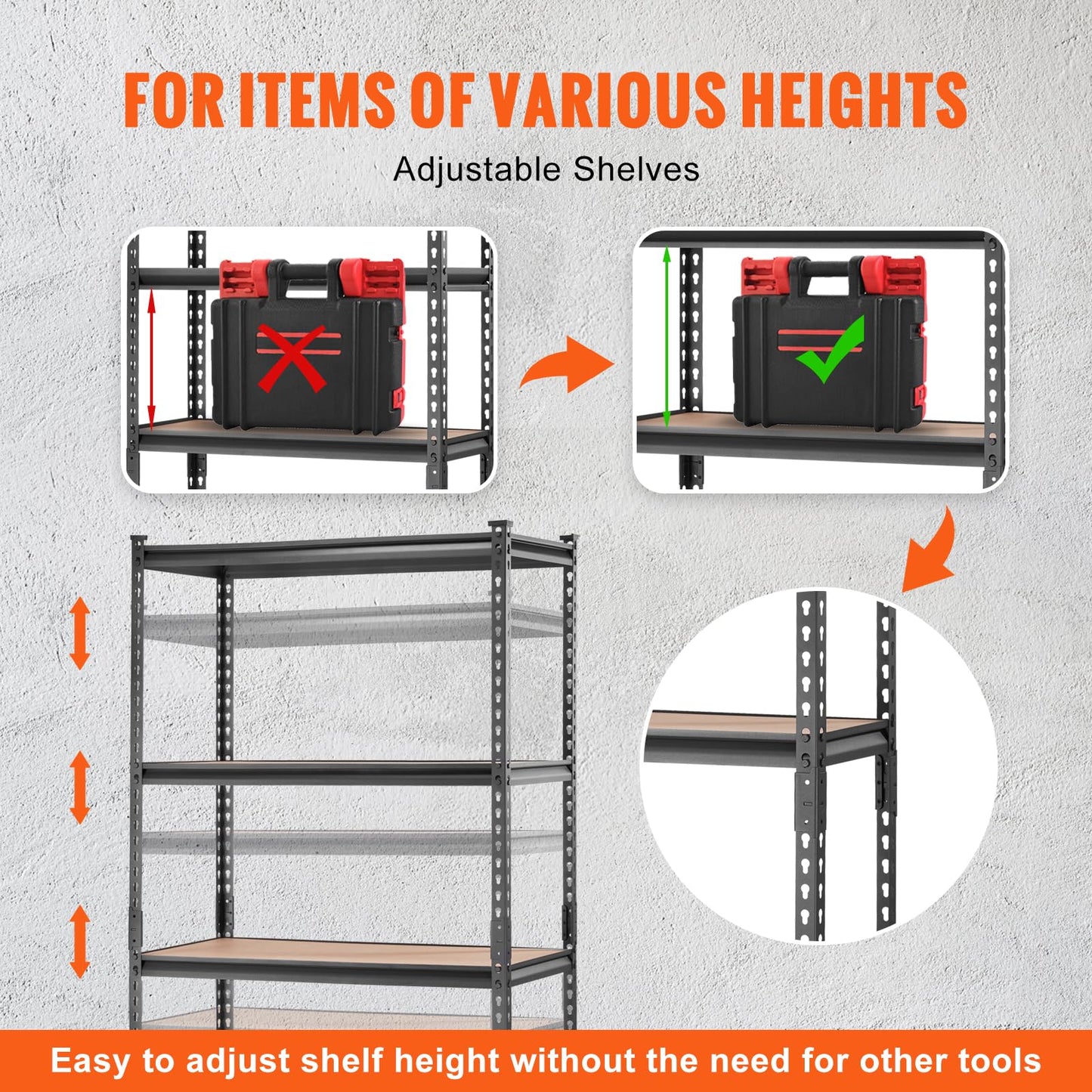 VEVOR Storage Shelving Unit, 5-Tier Adjustable, 2000 lbs Capacity, Heavy Duty Garage Shelves Metal Organizer Utility Rack, Black, 36" L x 18" W x 72" H for Kitchen Pantry Basement Bathroom Laundry 🍁 All In One Marketplace Canada