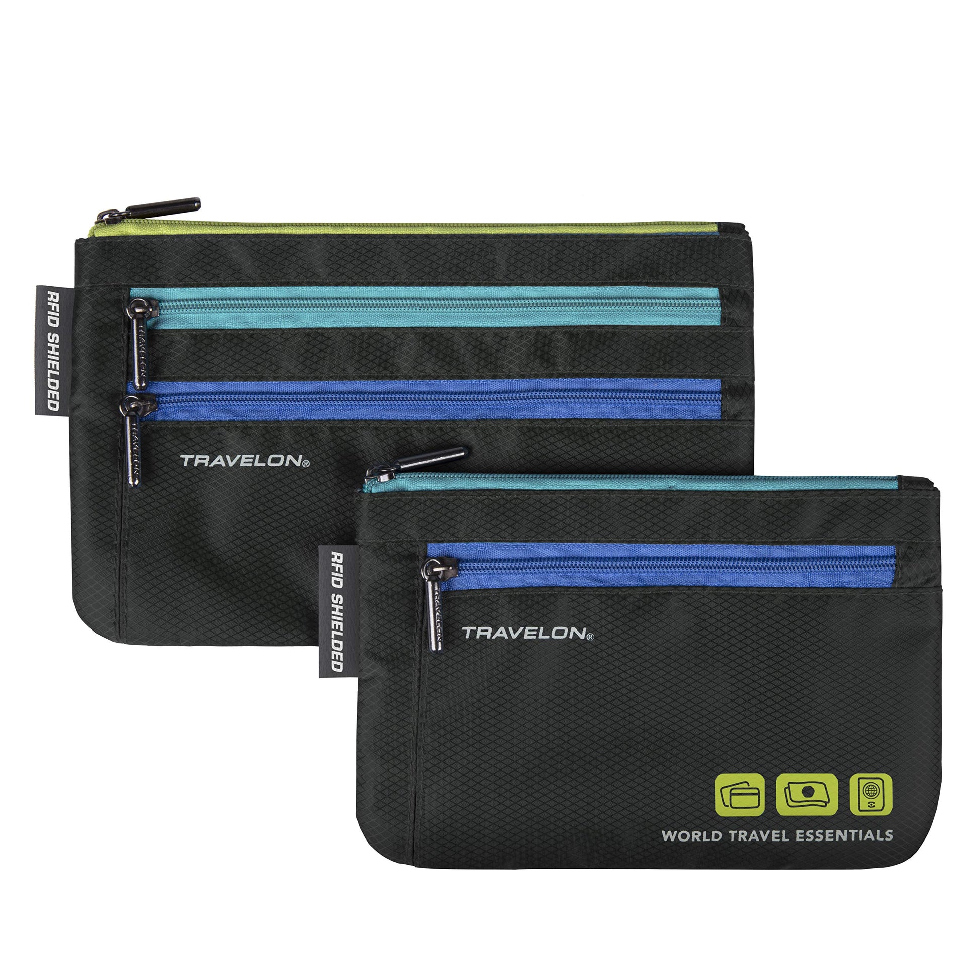 Travelon World Travel Essentials Set of 2 Currency and Passport Organizers, Black, One Size, World Travel Essentials Set of 2 Currency and Passport Organizers Travelon