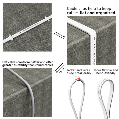 Jadaol Cat6 Ethernet Cable 75FT with Clips 10Gbps Flat Network Cable, White