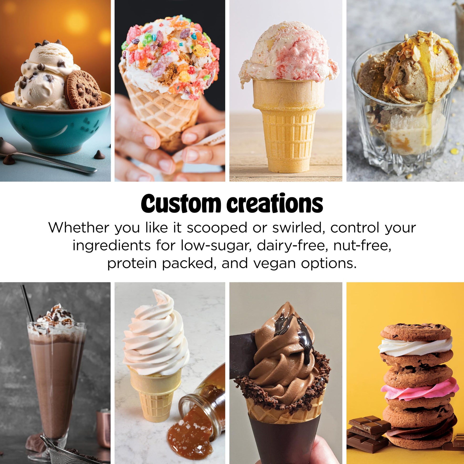 Ninja CREAMi Swirl Ice Cream and Soft Serve Maker, Sorbet, Milkshake, Frozen Yogurt, Low Calories Program & More, 13-in-1, Soft Serve Handle & (2) CREAMi Swirl 16oz Pints, For Kids & ALL ages, NC701C - Available at All In One Marketplace Canada