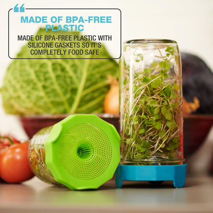 Masontops Bean Screen Plastic Mason Jar Sprouting Lids Mason Jar Sprouting Kit – for Growing Broccoli Seeds, Alfalfa, Mung Bean Sprouts – Wide Mouth Seed Sprouting Jar Lids Sprouting Kit Mason Jar 🍁 All In One Marketplace Canada