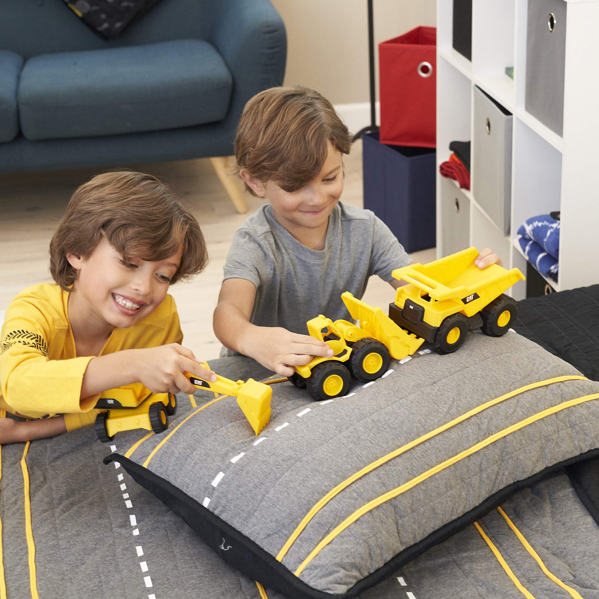 CAT Construction Toys, Mini Crew 3-Pack 7”, Push-Powered Yellow Construction Vehicle Toys, Includes Dump Truck, Wheel Loader, and Excavator for Kids and Toddlers Ages 2+ - Available at All In One Marketplace Canada