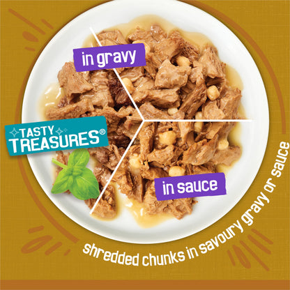 Friskies Tasty Treasures Wet Cat Food, Poultry & Fish Combo Variety Pack 3 Flavours - 156 g Can (24 Pack)