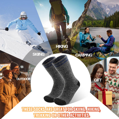 Welwoos Heated Thermal Socks for Men & Women Winter Warm Thick Ski Crew Insulated Boot Socks 3 Pairs Gift Stocking Stuffers for Mens (Grey Black Blue,L) 🍁 All In One Marketplace Canada