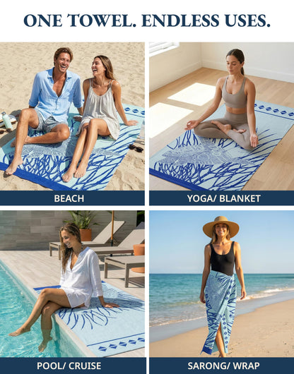 Lane Linen Turkish Beach Towels Set of 6, Oversized Beach Towel, Lightweight Beach Essentials for Women, Large Pool Towel, Absorbent & Quick Dry, Sand Free Beach Towel, 39"x71" - Tropical Breeze