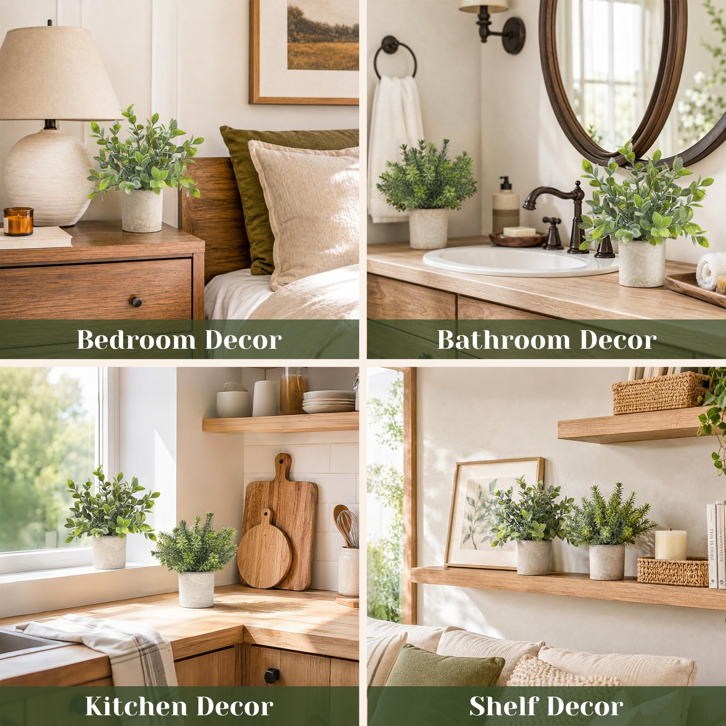 Der Rose 3 Pack Mini Potted Fake Plants Artificial Plastic Eucalyptus Plants for Home Office Desk Farmhouse Room Decor Indoor - Available at All In One Marketplace Canada