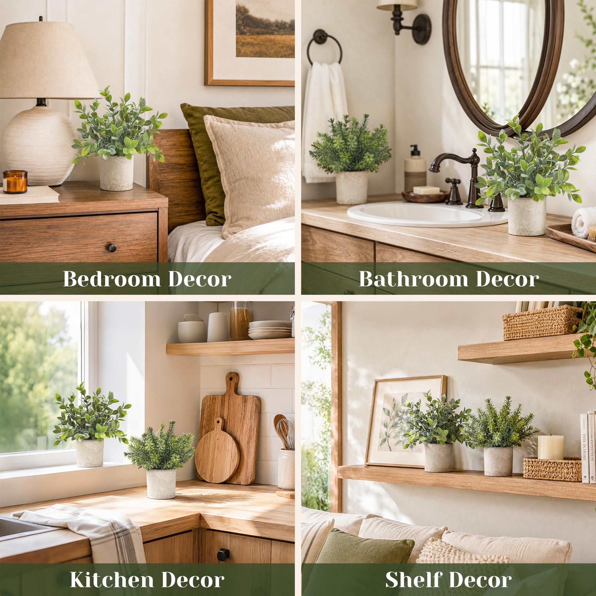Der Rose 3 Pack Mini Potted Fake Plants Artificial Plastic Eucalyptus Plants for Home Office Desk Farmhouse Room Decor Indoor - Available at All In One Marketplace Canada