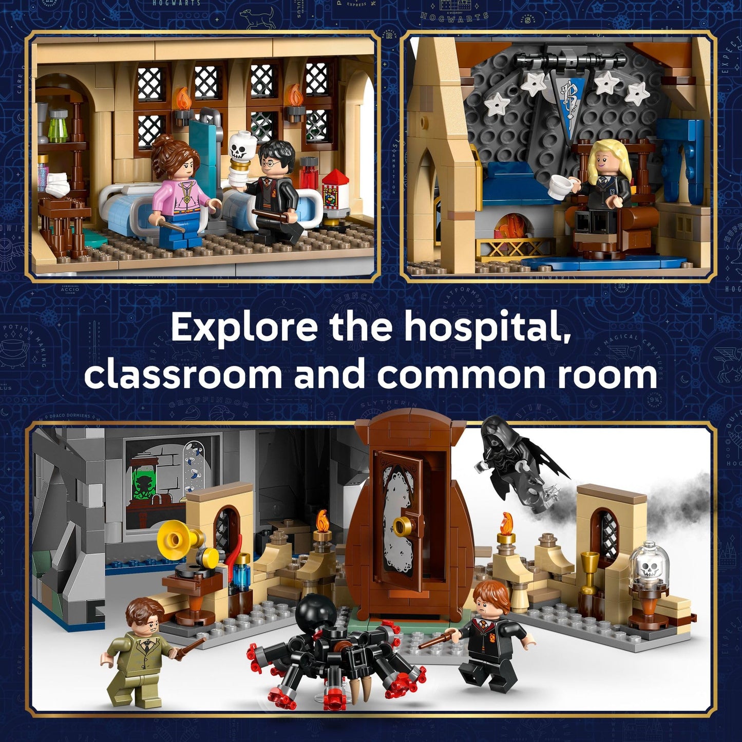 LEGO Harry Potter Hogwarts Castle: Hospital Wing Building Toy for Girls & Boys - Pretend Play Set for Kids, Ages 9+ - W/7 Minifigures & Wolf Patronus Toy Figure - Gift Idea for Birthdays - 76463 LEGO
