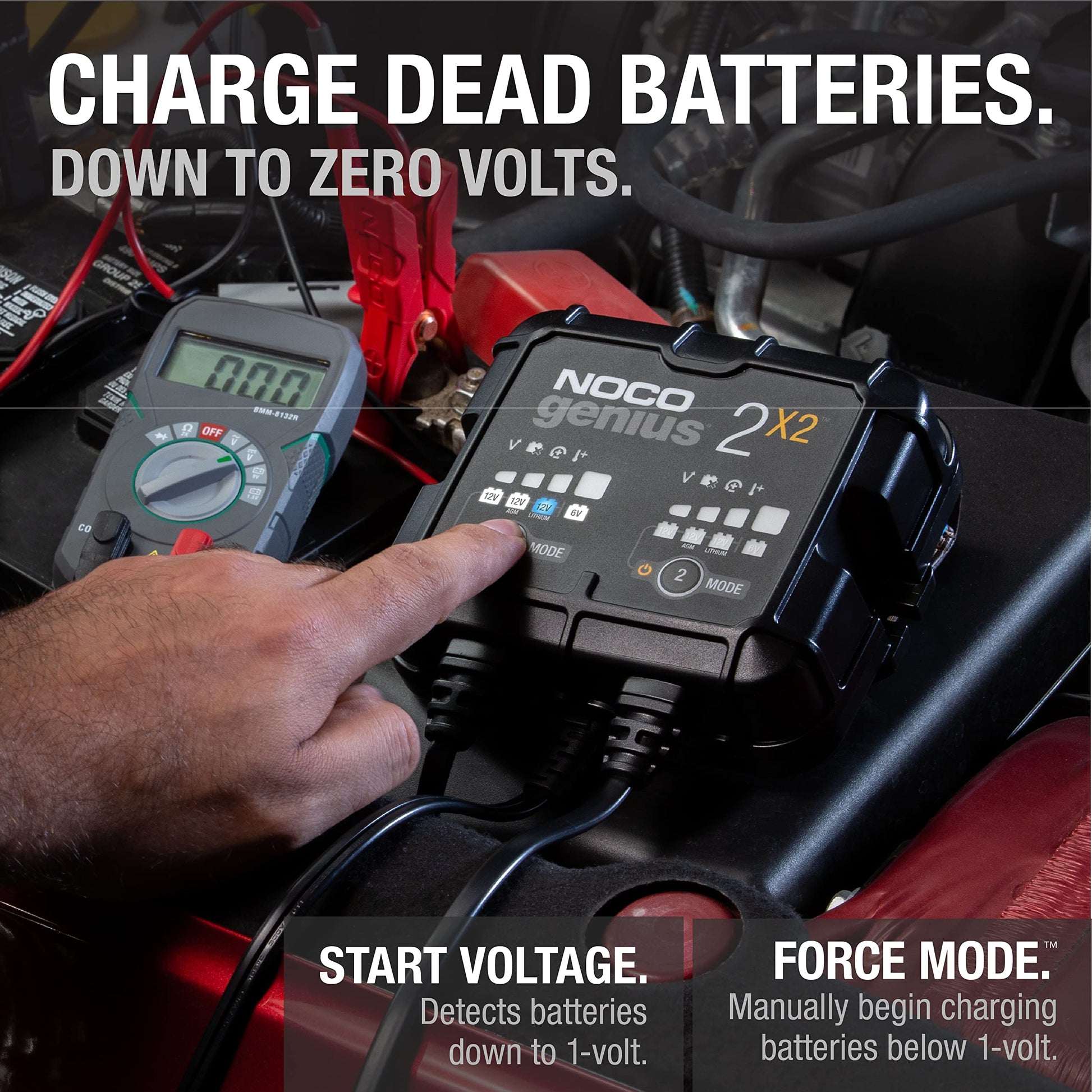 NOCO GENIUS2X2 6/12V 2-Bank Battery Charger, Trickle Charger & Maintainer NOCO