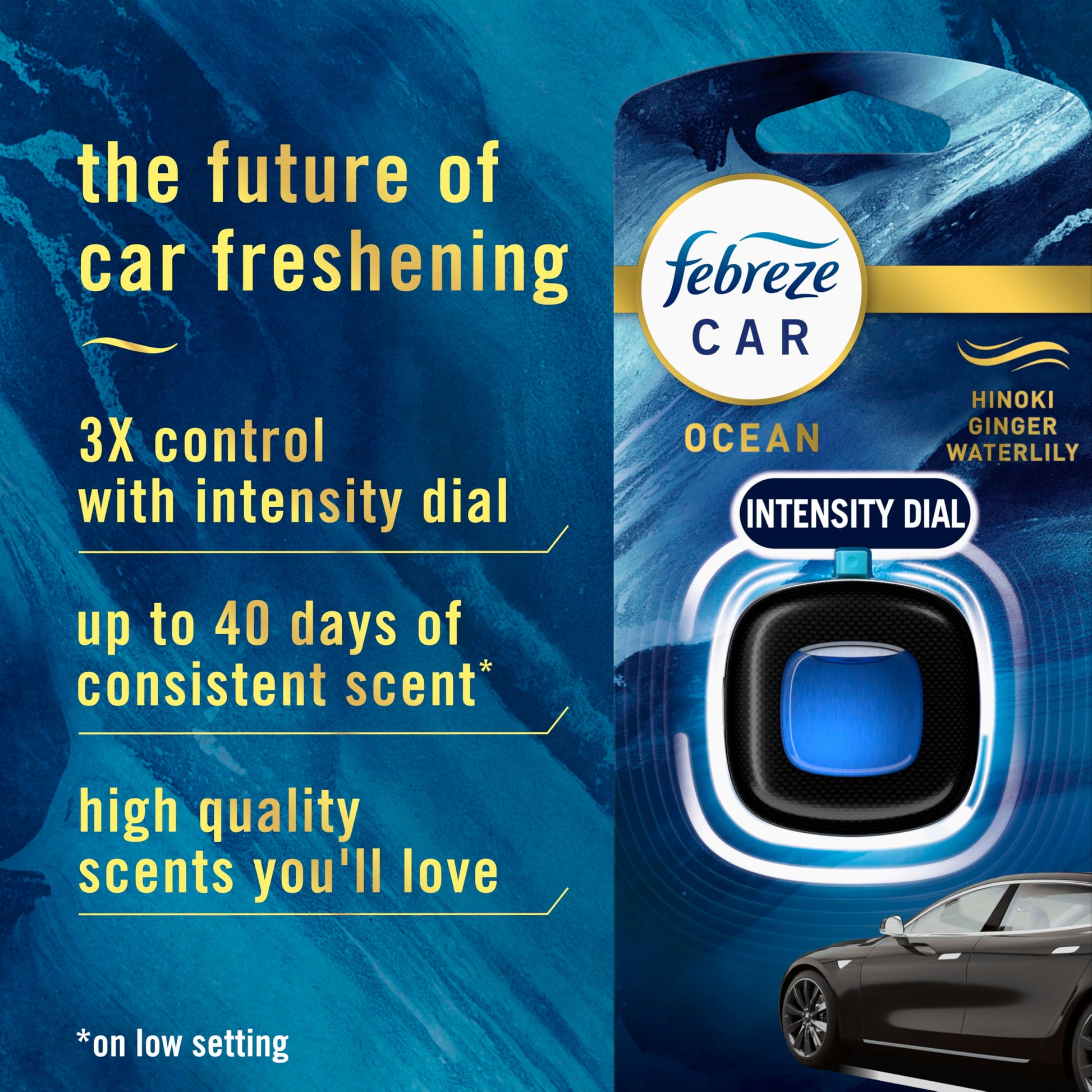 Febreze Car Ocean Scent Air Freshener Vent Clip, 2.2 mL, Pack of 4