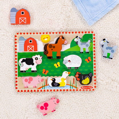 Melissa & Doug Farm Animals Wooden Chunky Puzzle 8-Piece Set Melissa & Doug
