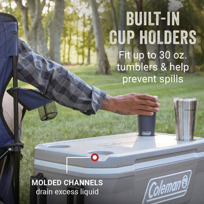 Coleman Classic Series 62-Qt Insulated Portable Cooler w/Heavy Duty Wheels, 58L Leak-Proof Wheeled Cooler w/ 101 Can Capacity, Keeps Ice for up to 5 Days, Great for Beach, Camping, Sports - Available at All In One Marketplace Canada