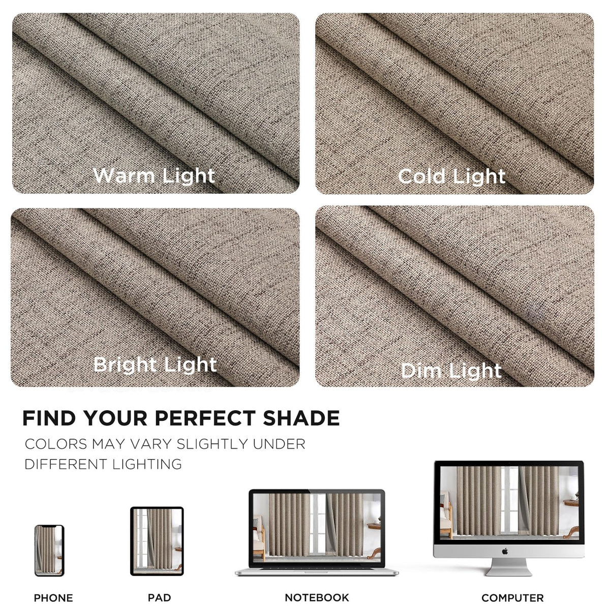Joydeco Linen Blackout Curtains for Bedroom - 90 Inch Long 2 Panels Set