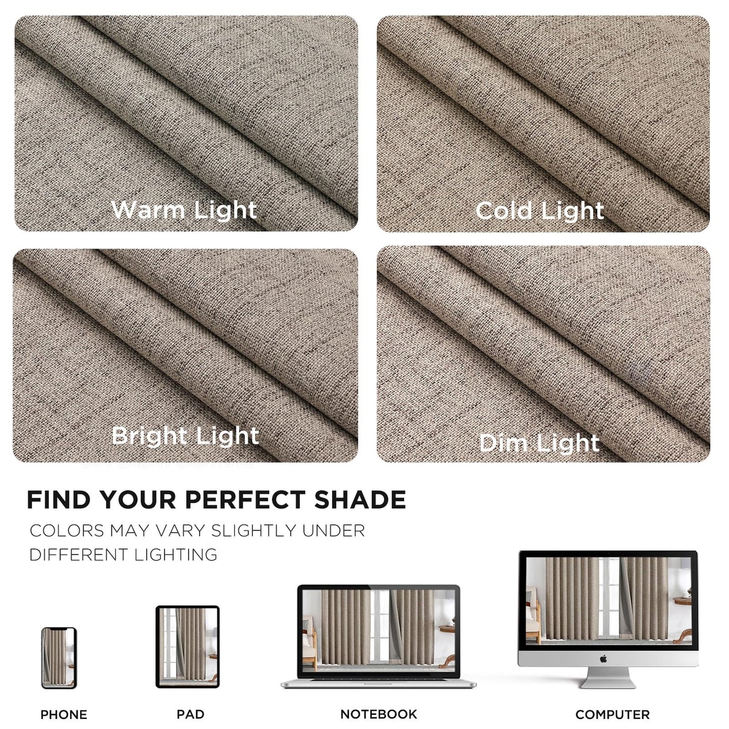 Joydeco Blackout Curtains for Bedroom - 96 Inch Long 100% Light Blocking 2 Panels Set Linen Drapes, Thermal Insulated Room Darkening Curtains, Linen Textured for Living Room, Rod Pocket & Back Tabs