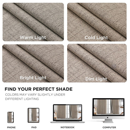 Joydeco Blackout Curtains for Bedroom - 96 Inch Long 100% Light Blocking 2 Panels Set Linen Drapes, Thermal Insulated Room Darkening Curtains, Linen Textured for Living Room, Rod Pocket & Back Tabs