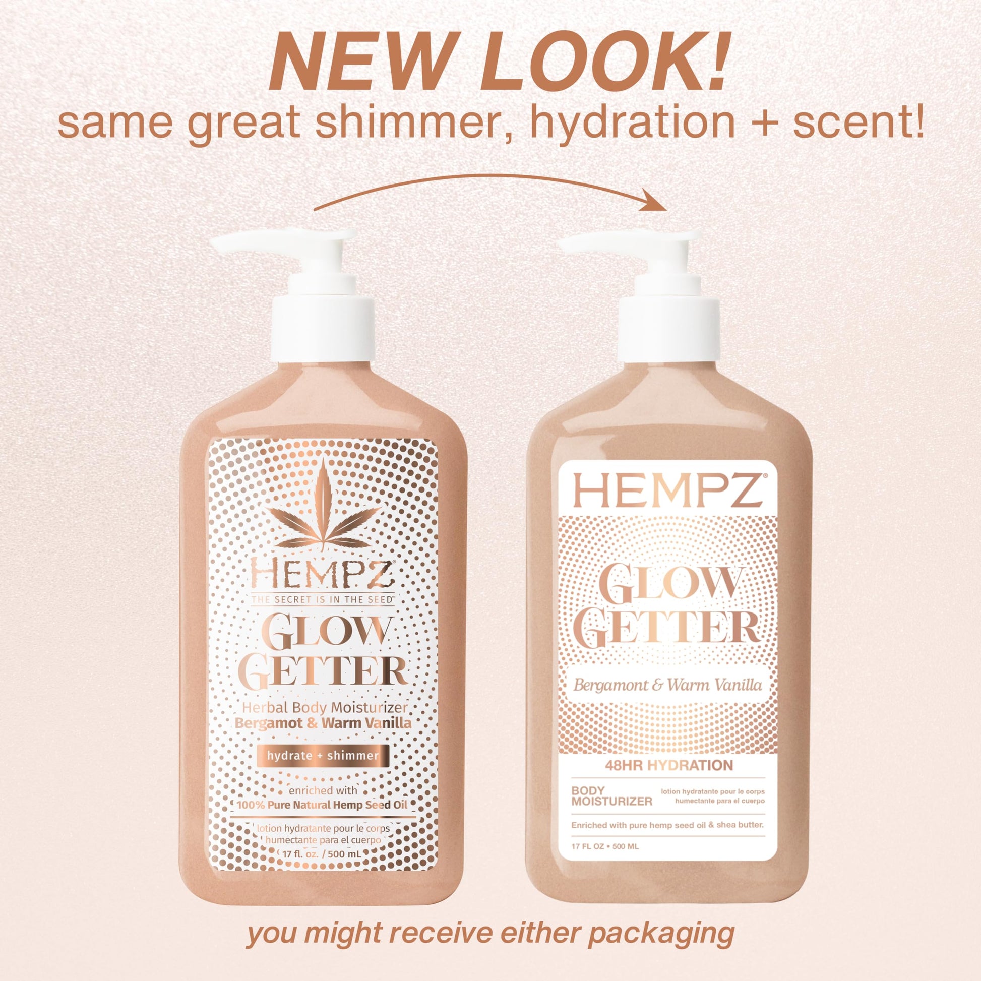 Hempz Glow Getter Body Lotion, Hydrating Moisturizer with Shimmer, 500 ml. - Available at All In One Marketplace Canada