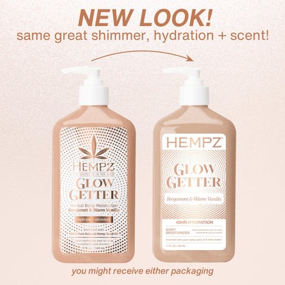Hempz Glow Getter Body Lotion, Hydrating Moisturizer with Shimmer, 500 ml. - Available at All In One Marketplace Canada